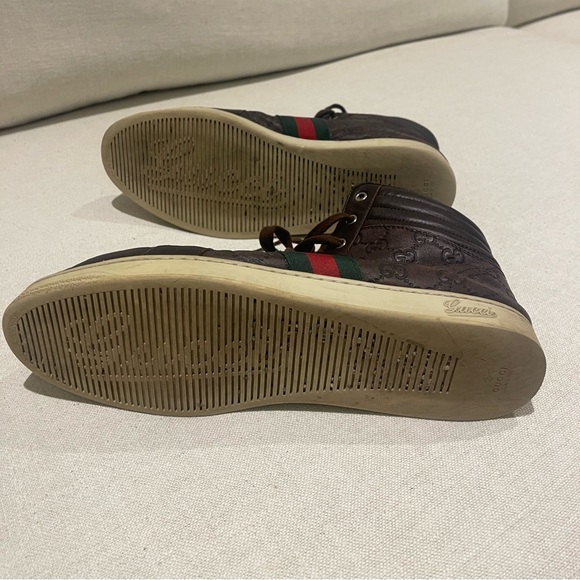 Brown Patent Gucci High Top Sneakers - Picture 6 of 7